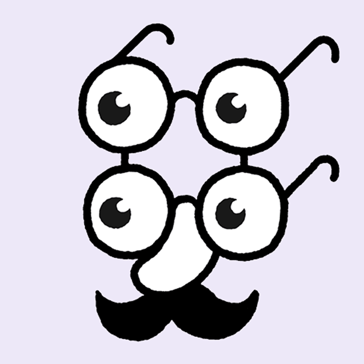 Illustration of two sets of glasses with moustache